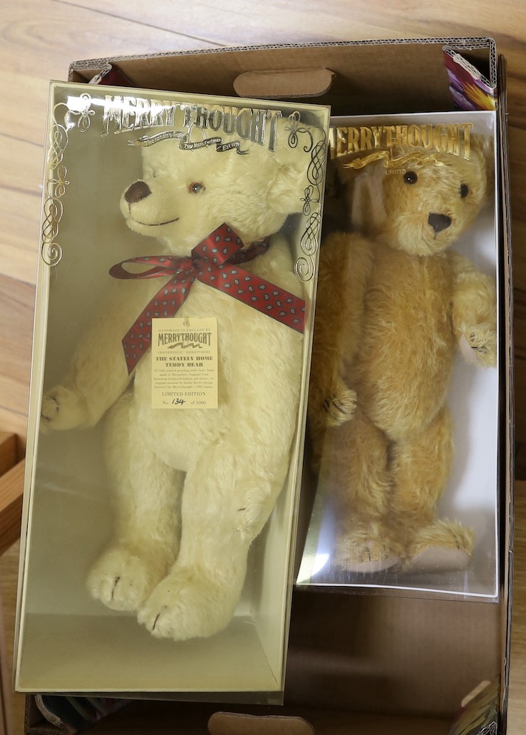 Three boxed limited edition Merrythought with five other limited edition Merrythought Bears including a Harrods Cheeky Bear